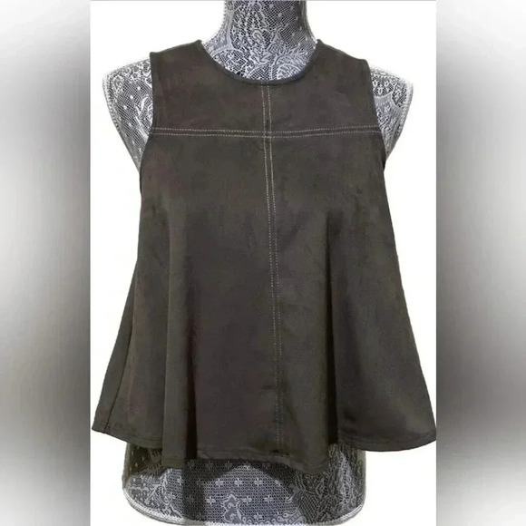 CHLOE & KATIE Women's Olive Green Micro Suede Swing Cropped Tank Top Size S NWOT - Picture 1 of 8